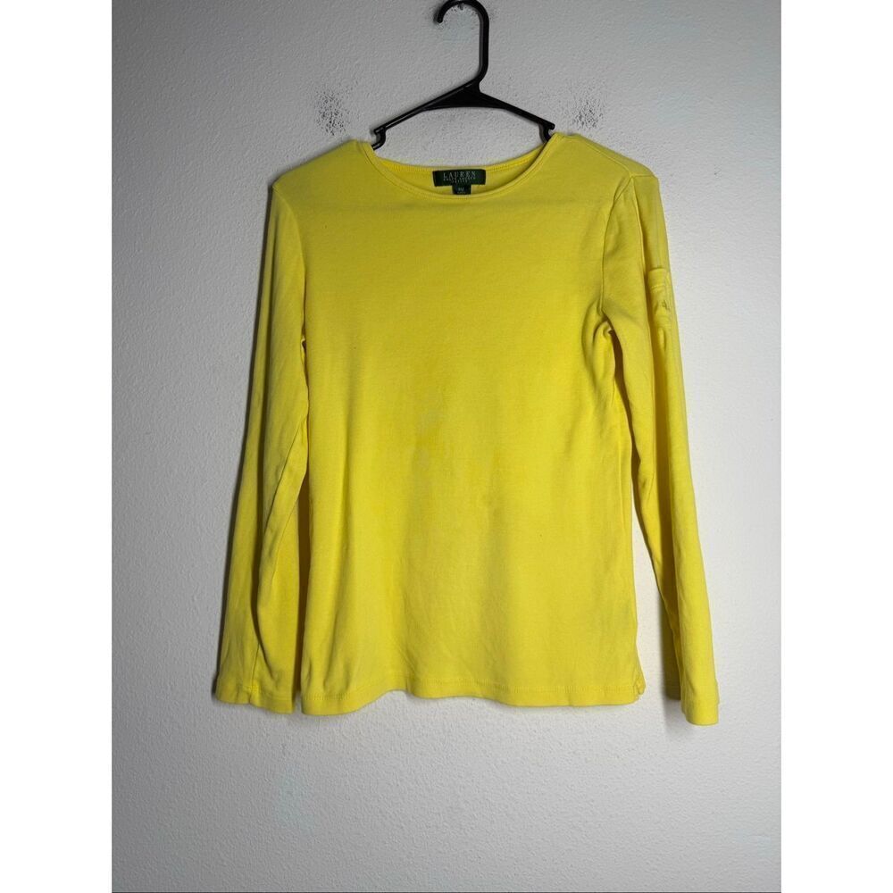 Lauren Ralph Lauren Women’s Cotton Yellow Long Sleeve Top Size M See Description